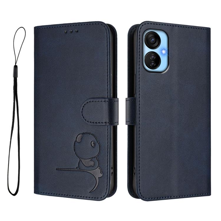 For Tecno Spark 9T / 9 Pro Litter Panda Embossing RFID Leather Phone Case with Lanyard