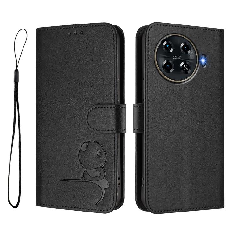 For Tecno Spark 20 Pro+ 4G Litter Panda Embossing RFID Leather Phone Case with Lanyard