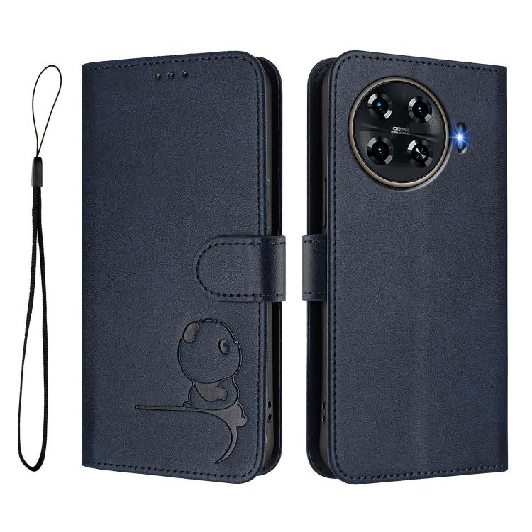 For Tecno Spark 20 Pro+ 4G Litter Panda Embossing RFID Leather Phone Case with Lanyard