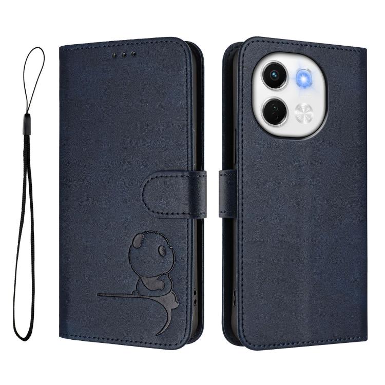 For Tecno Spark 30 5G Litter Panda Embossing RFID Leather Phone Case with Lanyard