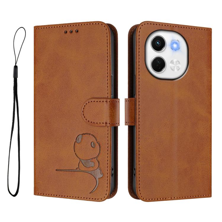 For Tecno Spark 30 5G Litter Panda Embossing RFID Leather Phone Case with Lanyard