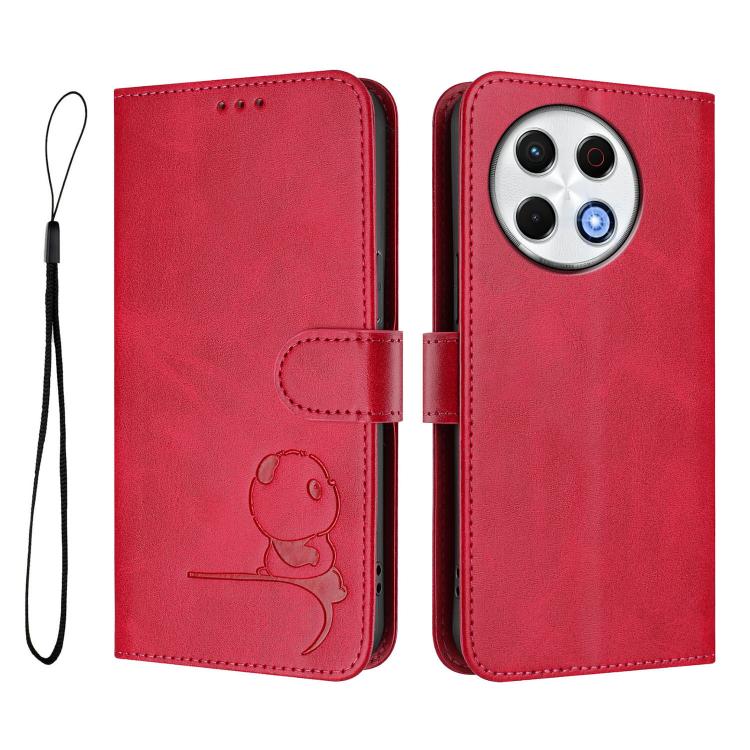 For Tecno Spark 30 Pro 4G Litter Panda Embossing RFID Leather Phone Case with Lanyard