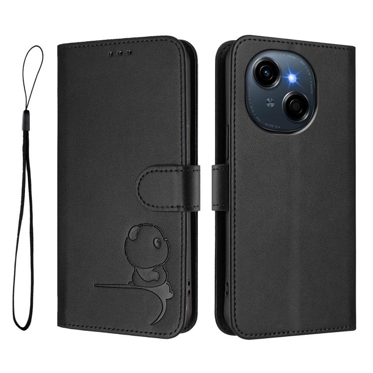 For Tecno Spark Go 1 / Go 1S / Go 2025 Litter Panda Embossing RFID Leather Phone Case with Lanyard