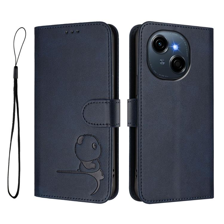 For Tecno Spark Go 1 / Go 1S / Go 2025 Litter Panda Embossing RFID Leather Phone Case with Lanyard