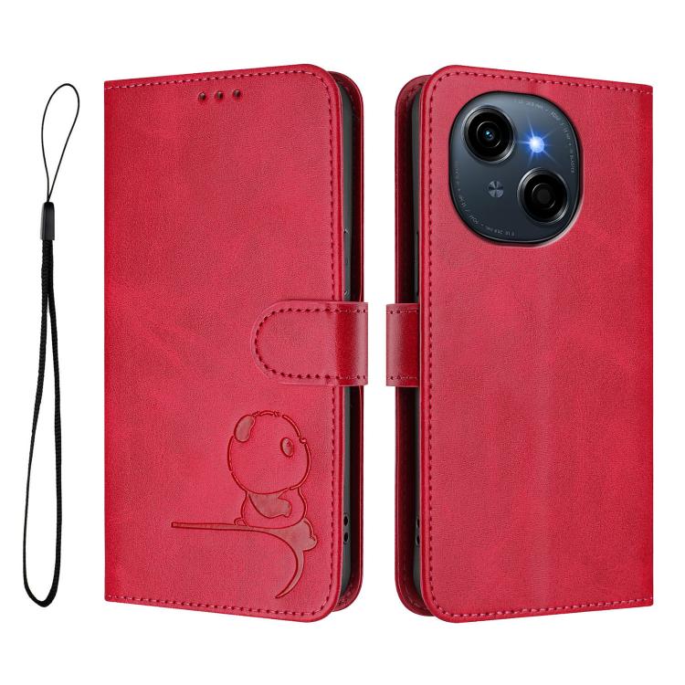 For Tecno Spark Go 1 / Go 1S / Go 2025 Litter Panda Embossing RFID Leather Phone Case with Lanyard