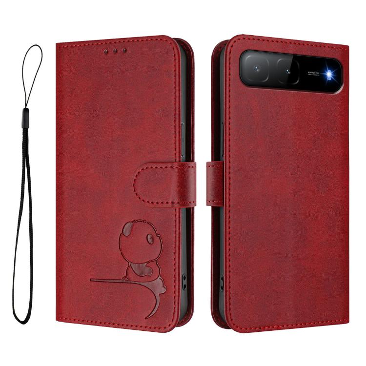 For Tecno Spark Go 5G 2025 / Infinix Hot 60i Litter Panda Embossing RFID Leather Phone Case with Lanyard