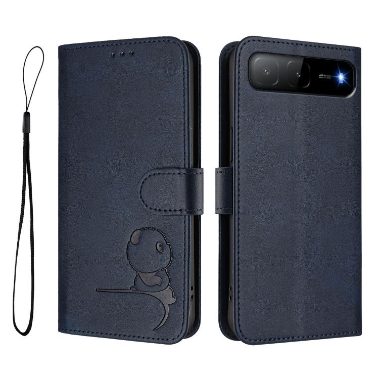 For Tecno Spark Go 5G 2025 / Infinix Hot 60i Litter Panda Embossing RFID Leather Phone Case with Lanyard