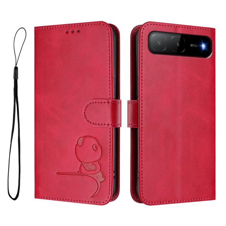 For Tecno Spark Go 5G 2025 / Infinix Hot 60i Litter Panda Embossing RFID Leather Phone Case with Lanyard