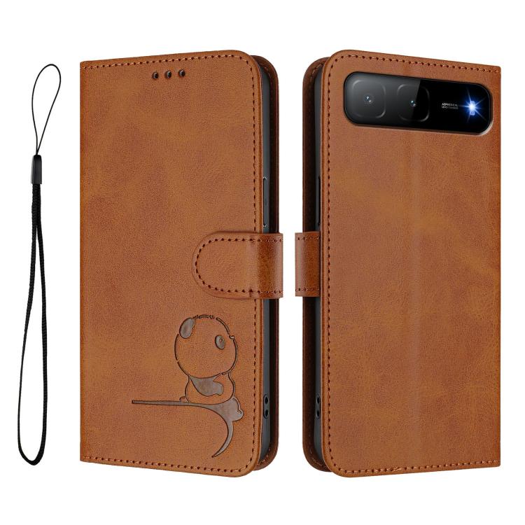 For Tecno Spark Go 5G 2025 / Infinix Hot 60i Litter Panda Embossing RFID Leather Phone Case with Lanyard