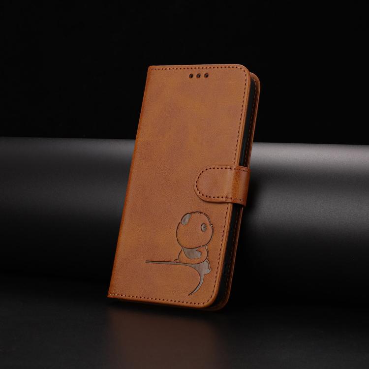 For Tecno Spark Slim 5G Litter Panda Embossing RFID Leather Phone Case with Lanyard