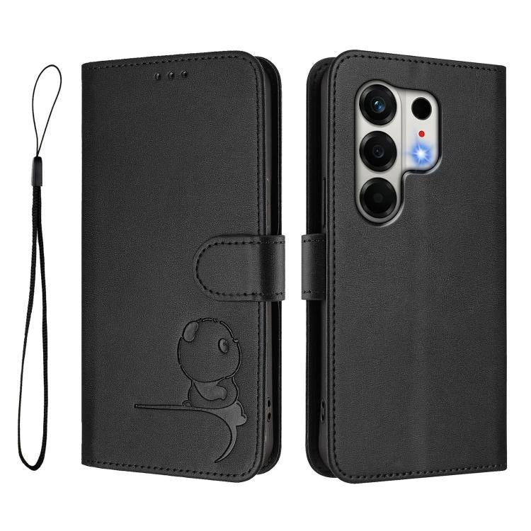 For Tecno Camon 50 4G Litter Panda Embossing RFID Leather Phone Case with Lanyard