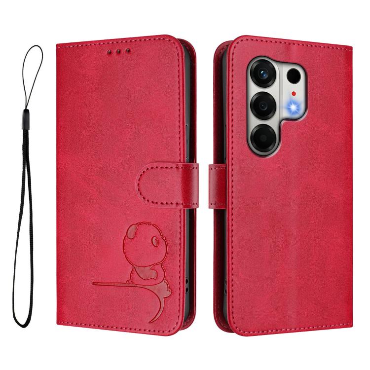 For Tecno Camon 50 4G Litter Panda Embossing RFID Leather Phone Case with Lanyard