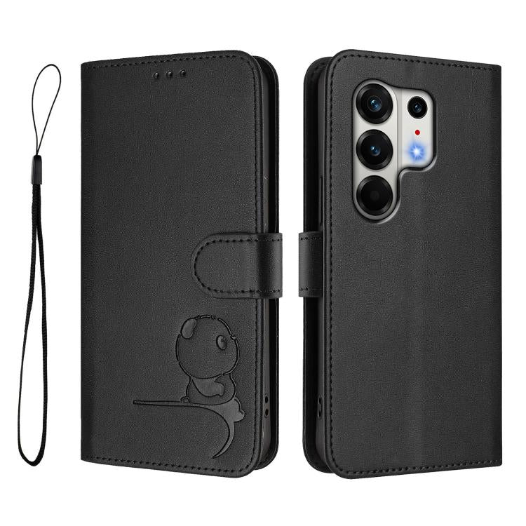 For Tecno Camon 50 Pro 4G Litter Panda Embossing RFID Leather Phone Case with Lanyard