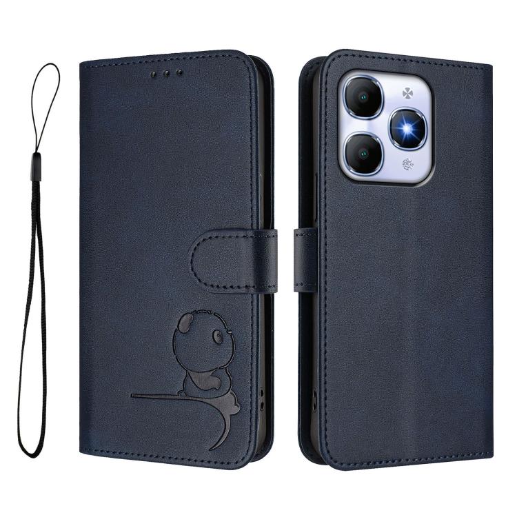 For itel A90 Litter Panda Embossing RFID Leather Phone Case with Lanyard