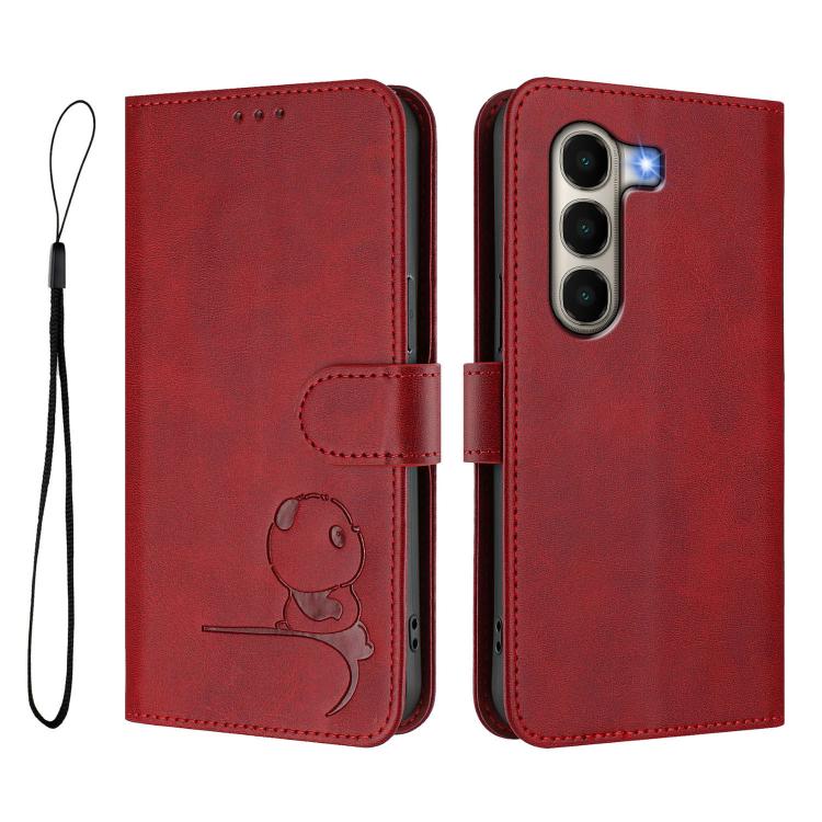 For itel A95 5G Litter Panda Embossing RFID Leather Phone Case with Lanyard