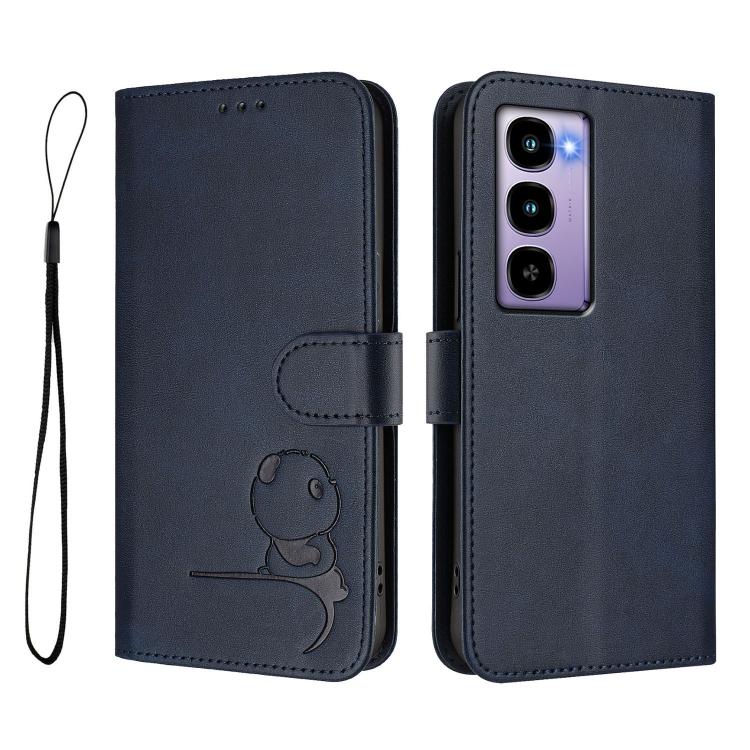 For itel City 100 Litter Panda Embossing RFID Leather Phone Case with Lanyard
