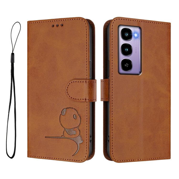 For itel City 100 Litter Panda Embossing RFID Leather Phone Case with Lanyard