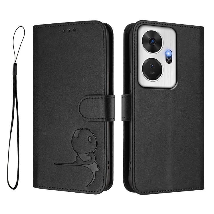For itel P55+ Litter Panda Embossing RFID Leather Phone Case with Lanyard