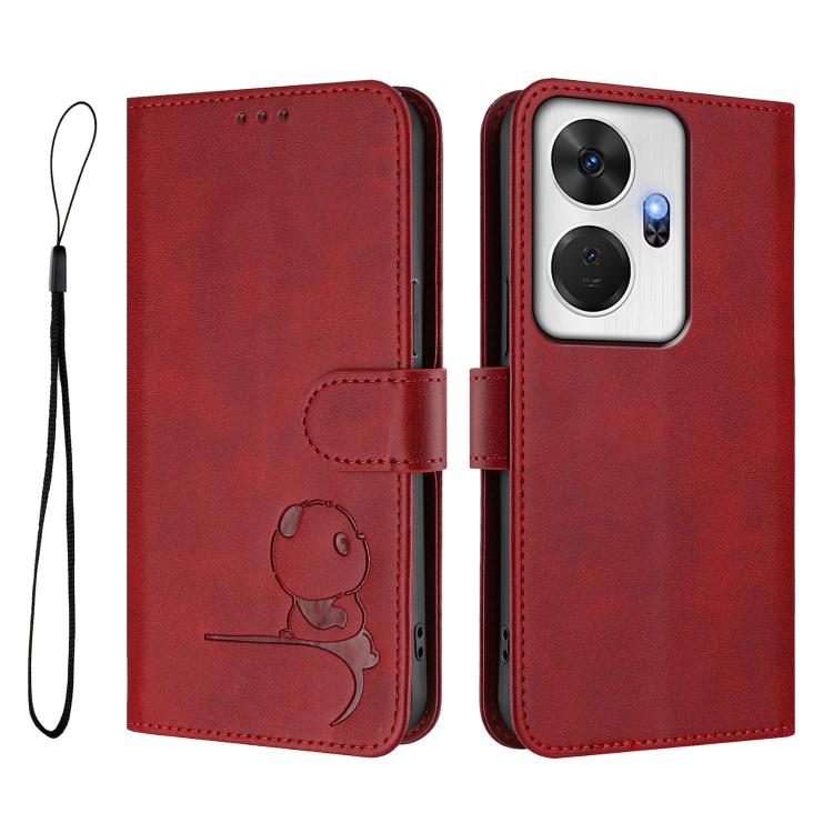 For itel P55+ Litter Panda Embossing RFID Leather Phone Case with Lanyard