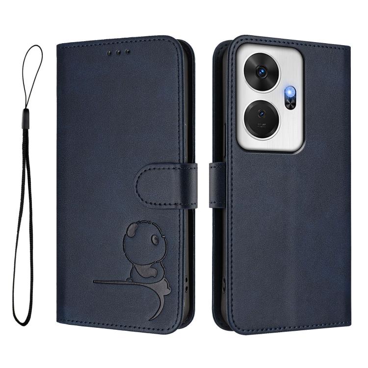 For itel P55+ Litter Panda Embossing RFID Leather Phone Case with Lanyard
