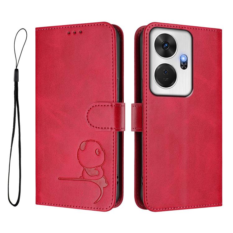 For itel P55+ Litter Panda Embossing RFID Leather Phone Case with Lanyard