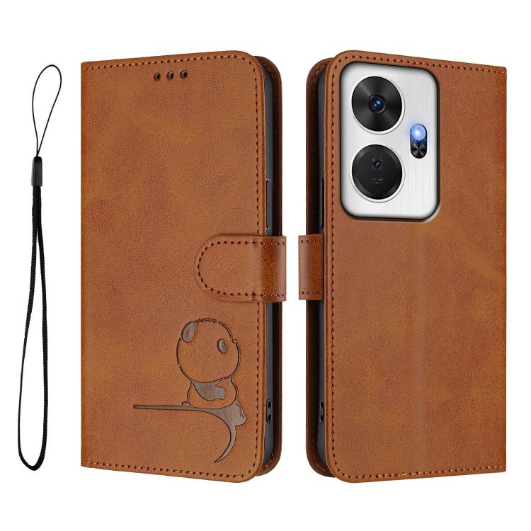 For itel P55+ Litter Panda Embossing RFID Leather Phone Case with Lanyard