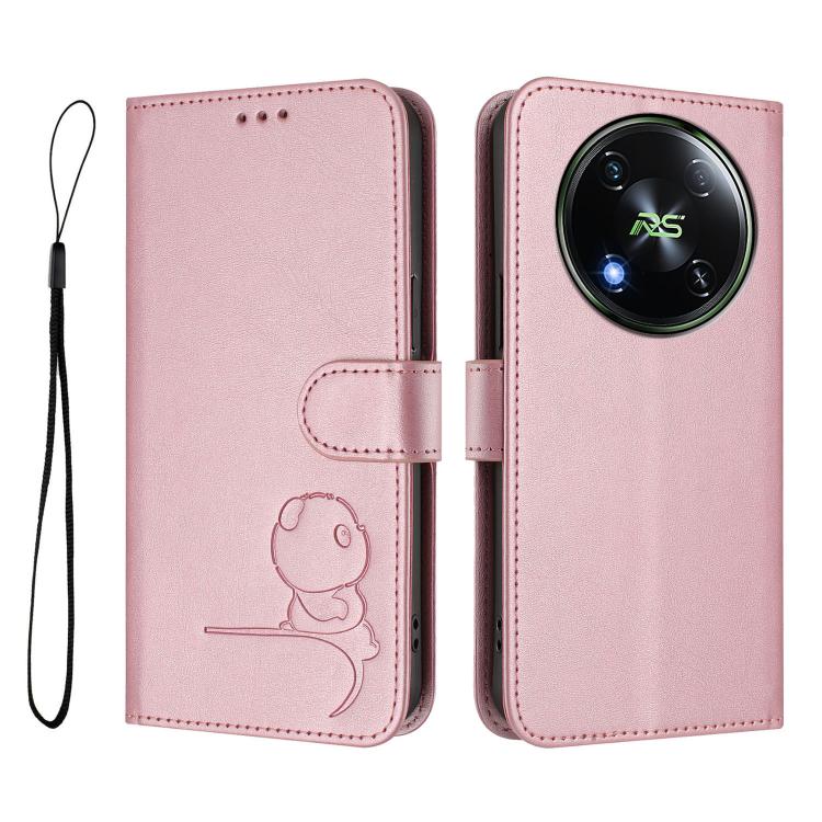For itel RS4 Litter Panda Embossing RFID Leather Phone Case with Lanyard