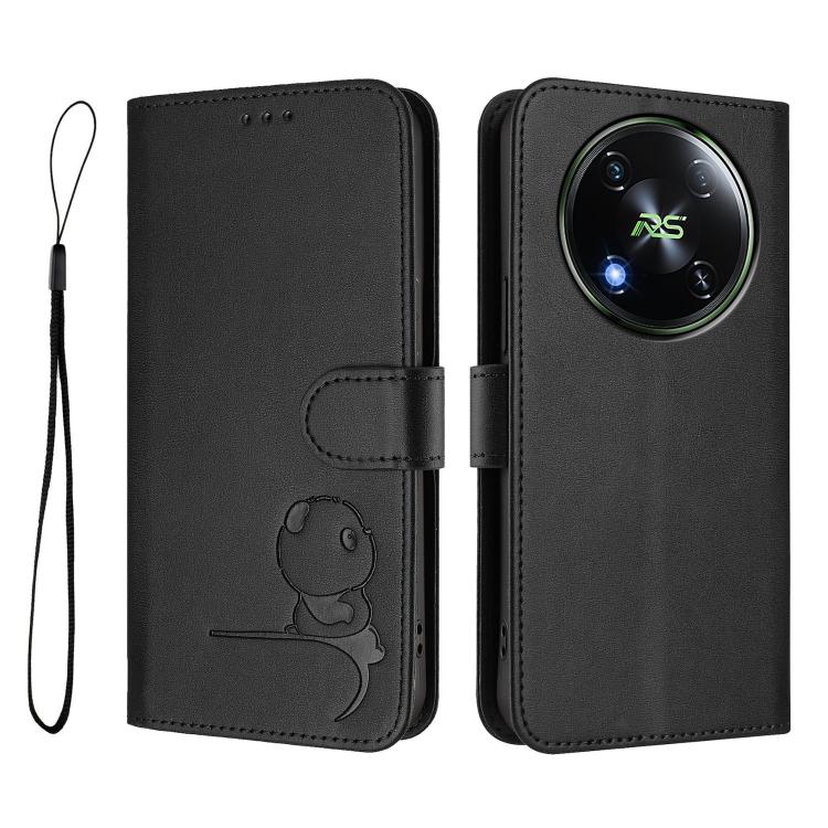 For itel RS4 Litter Panda Embossing RFID Leather Phone Case with Lanyard