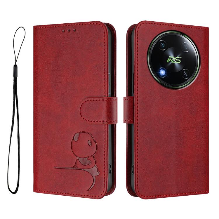 For itel RS4 Litter Panda Embossing RFID Leather Phone Case with Lanyard
