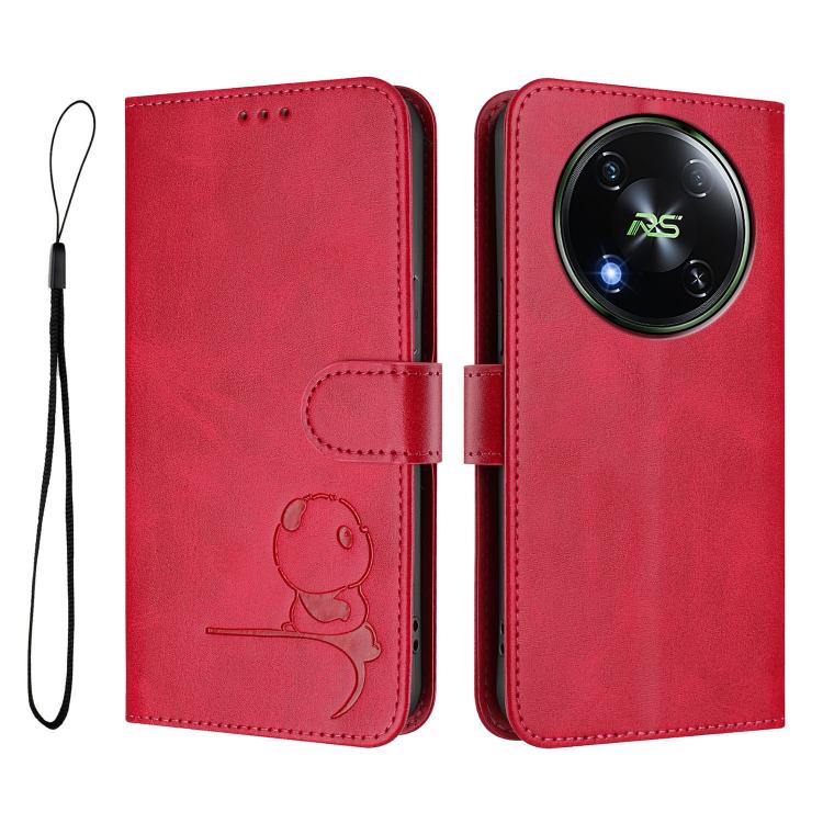 For itel RS4 Litter Panda Embossing RFID Leather Phone Case with Lanyard