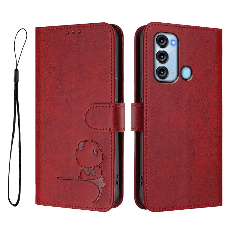 For itel S17 / Vision 3 Litter Panda Embossing RFID Leather Phone Case with Lanyard