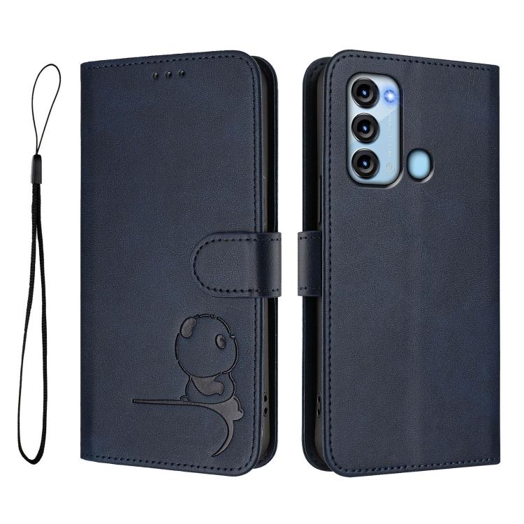 For itel S17 / Vision 3 Litter Panda Embossing RFID Leather Phone Case with Lanyard