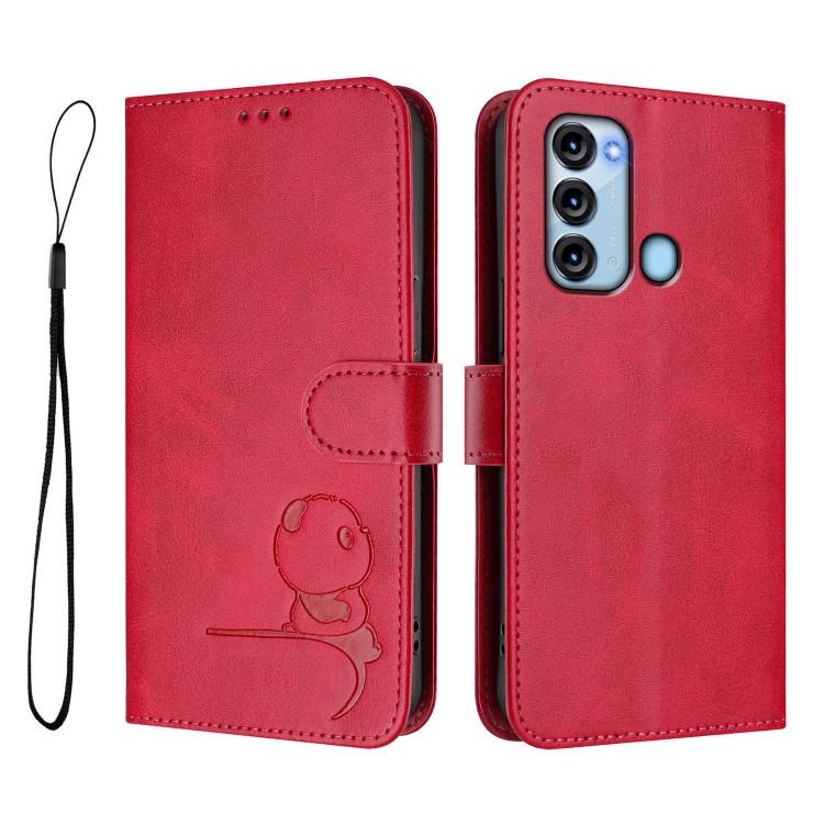 For itel S17 / Vision 3 Litter Panda Embossing RFID Leather Phone Case with Lanyard