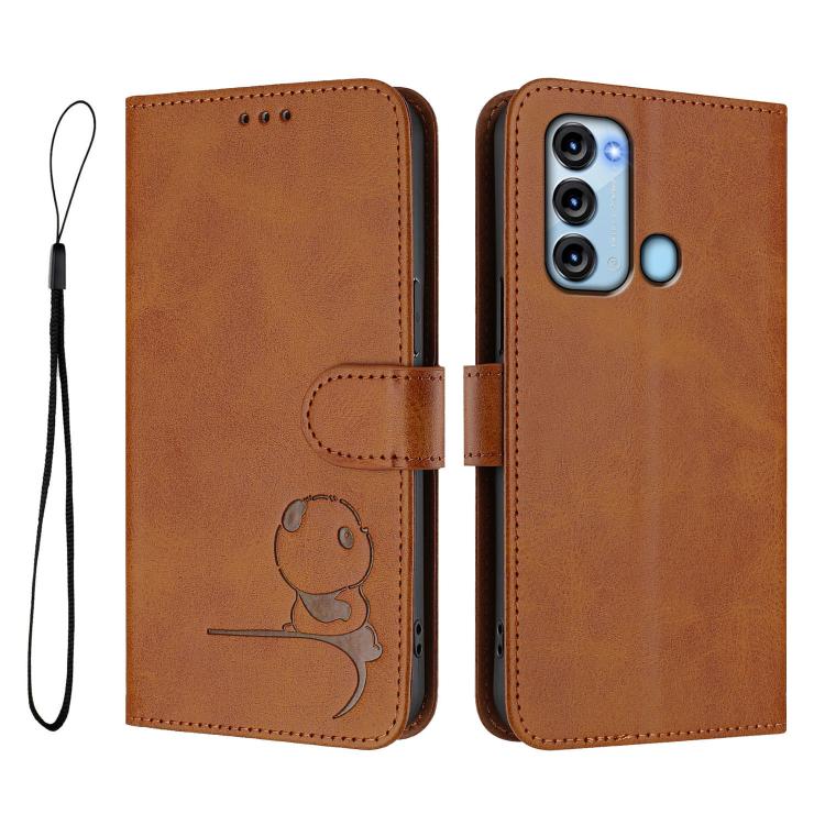 For itel S17 / Vision 3 Litter Panda Embossing RFID Leather Phone Case with Lanyard