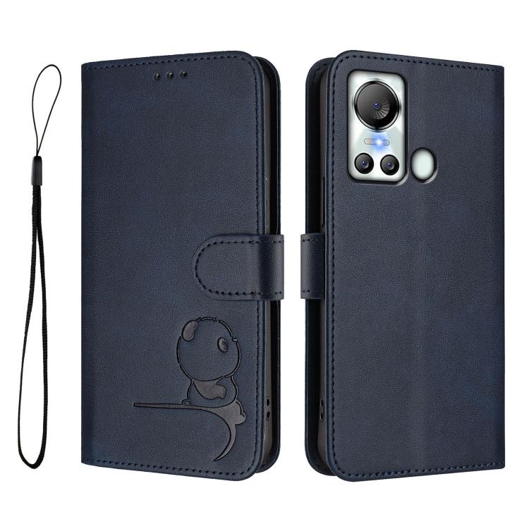 For itel S18 / Vision 5 Litter Panda Embossing RFID Leather Phone Case with Lanyard