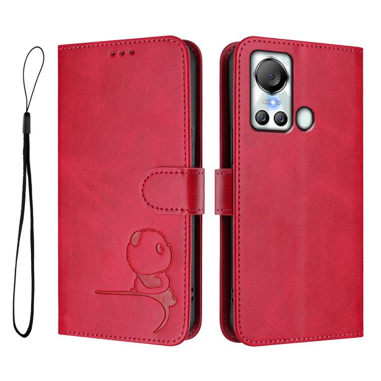 For itel S18 / Vision 5 Litter Panda Embossing RFID Leather Phone Case with Lanyard