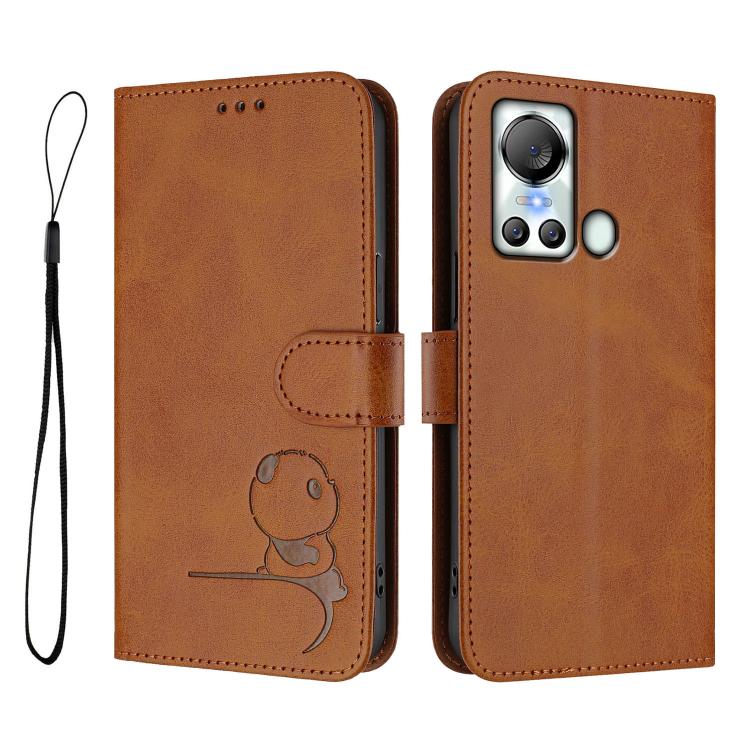 For itel S18 / Vision 5 Litter Panda Embossing RFID Leather Phone Case with Lanyard
