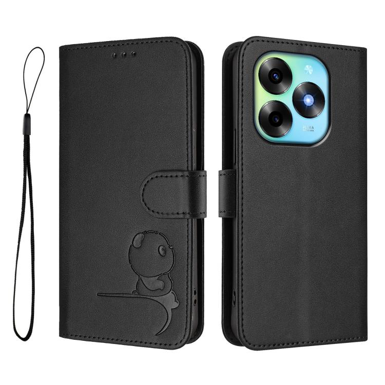 For itel S23+ Litter Panda Embossing RFID Leather Phone Case with Lanyard