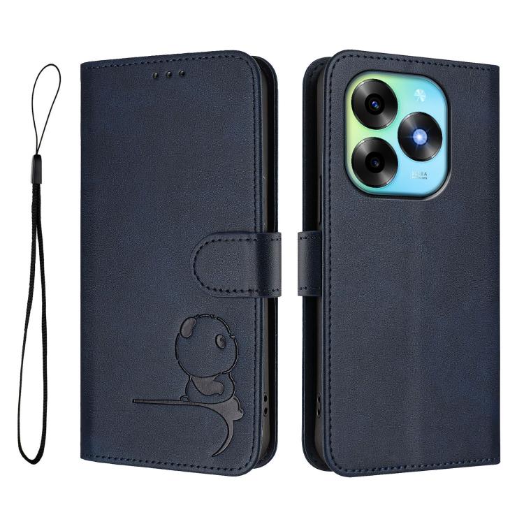 For itel S23+ Litter Panda Embossing RFID Leather Phone Case with Lanyard