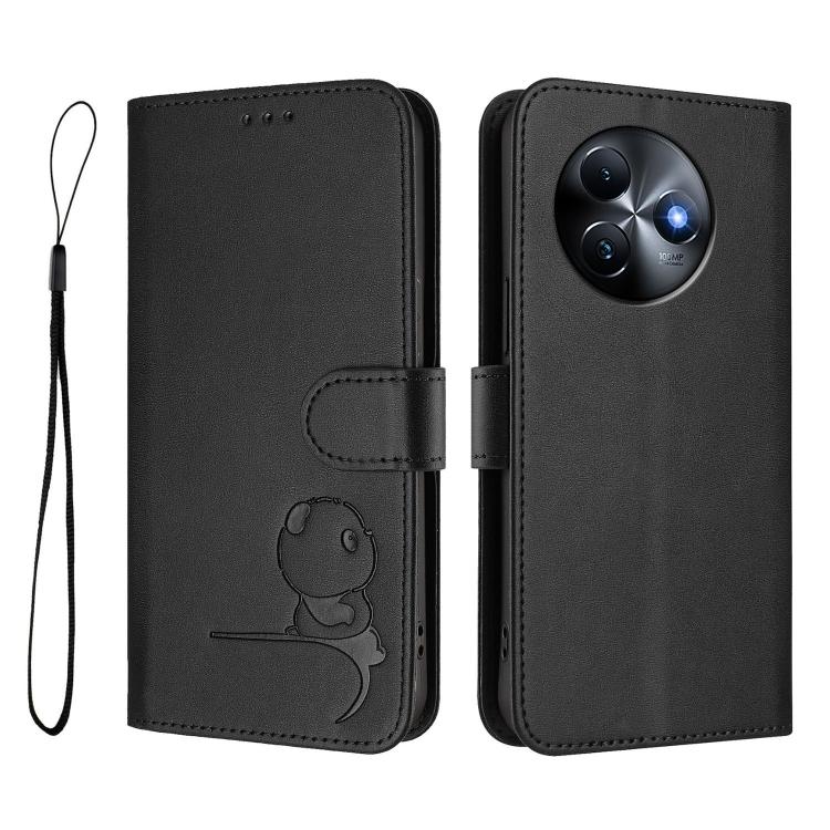 For itel S24 Litter Panda Embossing RFID Leather Phone Case with Lanyard