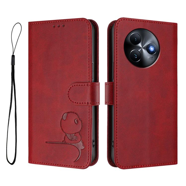 For itel S24 Litter Panda Embossing RFID Leather Phone Case with Lanyard