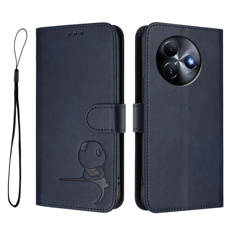 For itel S24 Litter Panda Embossing RFID Leather Phone Case with Lanyard