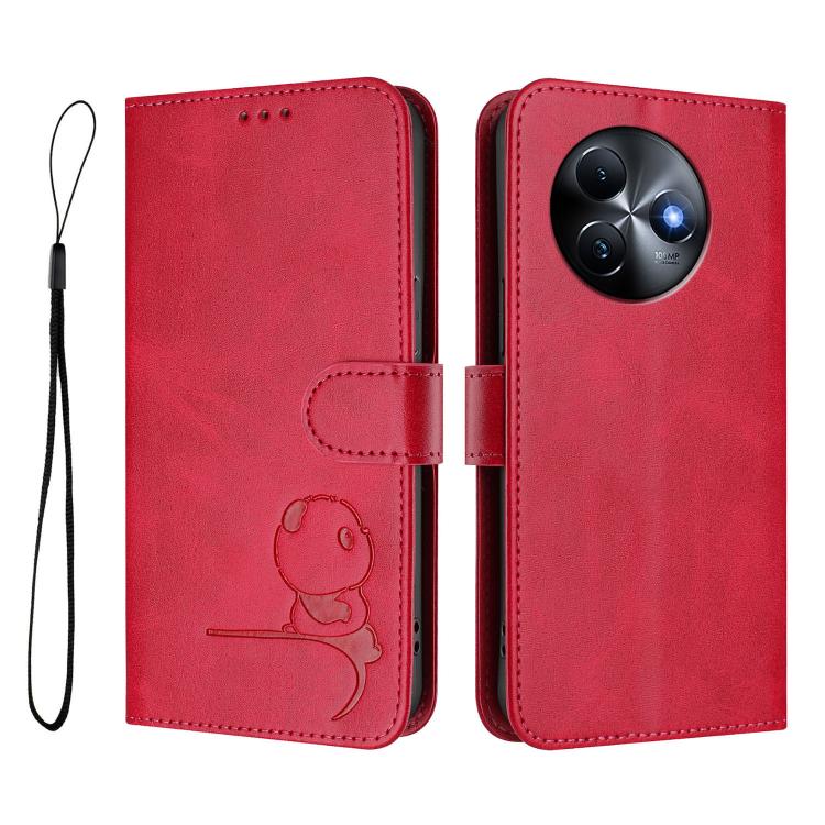 For itel S24 Litter Panda Embossing RFID Leather Phone Case with Lanyard