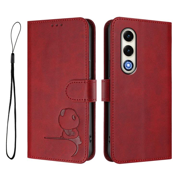 For itel S25 Litter Panda Embossing RFID Leather Phone Case with Lanyard