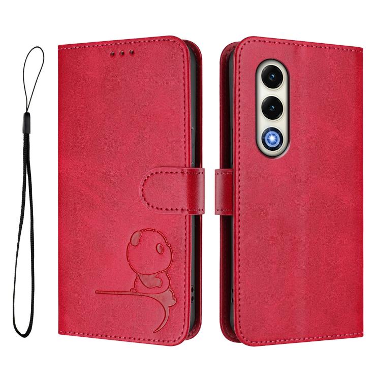 For itel S25 Litter Panda Embossing RFID Leather Phone Case with Lanyard