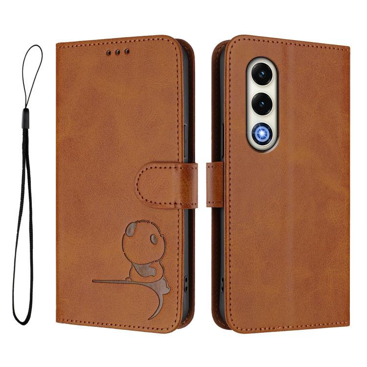 For itel S25 Litter Panda Embossing RFID Leather Phone Case with Lanyard