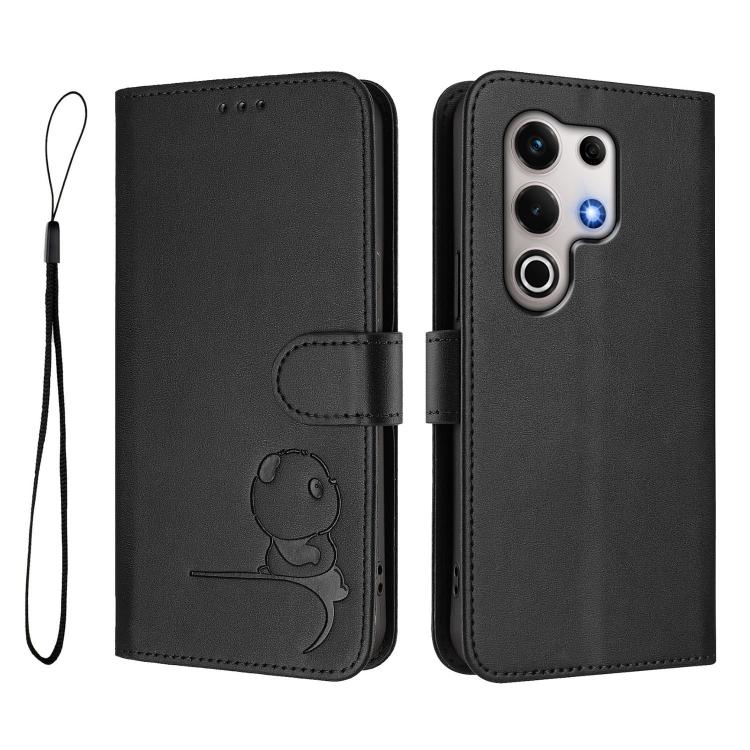 For itel S25 Ultra Litter Panda Embossing RFID Leather Phone Case with Lanyard