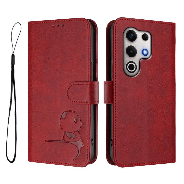 For itel S25 Ultra Litter Panda Embossing RFID Leather Phone Case with Lanyard
