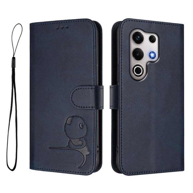 For itel S25 Ultra Litter Panda Embossing RFID Leather Phone Case with Lanyard