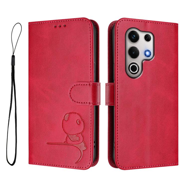 For itel S25 Ultra Litter Panda Embossing RFID Leather Phone Case with Lanyard